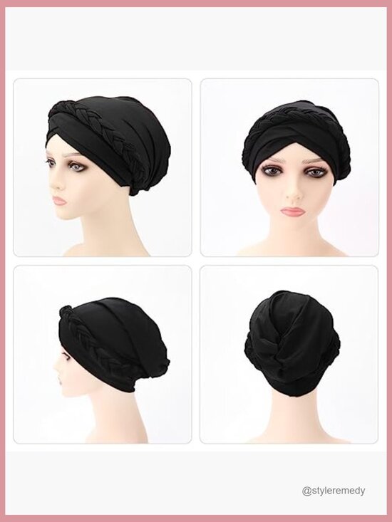 Pre-Knotted Twisted Braid Turban Headwrap Chemo Beanie Hat main image 4